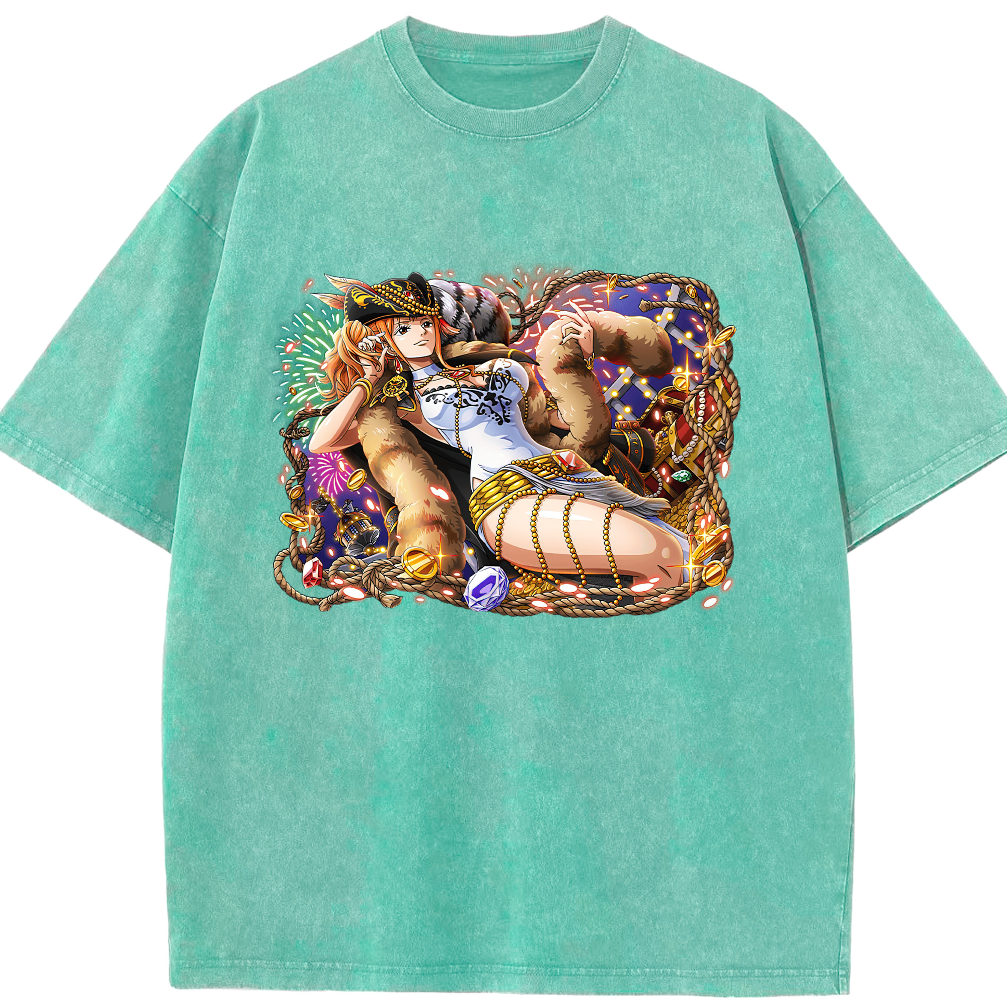 ワンピース ナミ ONE PIECE Nami 綿100% ヴィンテージ風 半袖Tシャツ（フロントプリント）